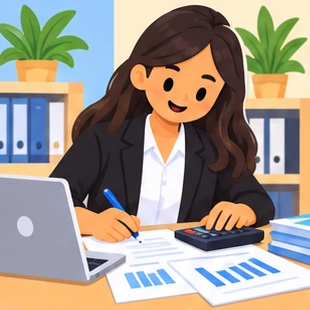 Illustration of a accountant at work