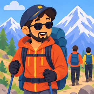Illustration of a adventure guide at work