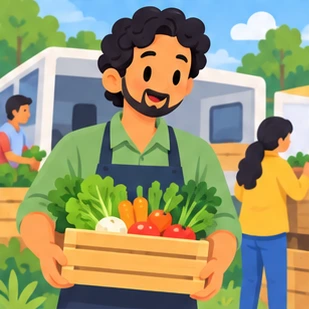 Illustration of a agripreneur at work