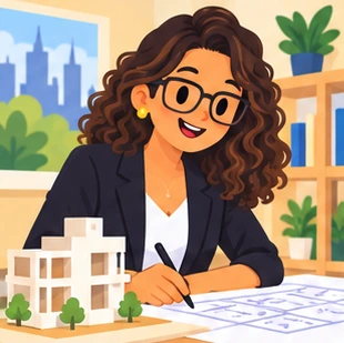 Illustration of a architect at work