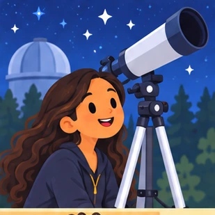 Illustration of a astronomer at work
