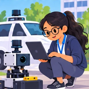 Illustration of a autonomous vehicle specialist at work