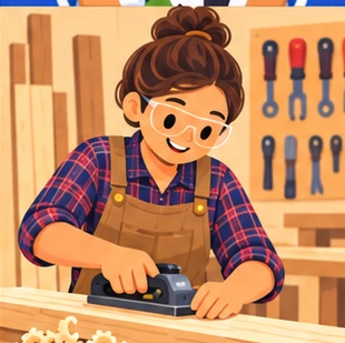 Illustration of a carpenter at work