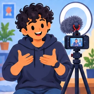 Illustration of a content creator at work