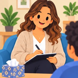 Illustration of a counsellor at work