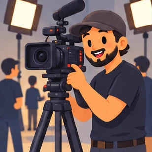 Illustration of a filmmaker at work