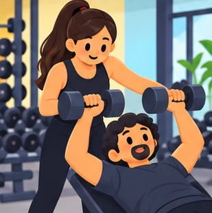 Illustration of a fitness trainer at work
