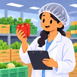 Illustration of a food safety inspector at work