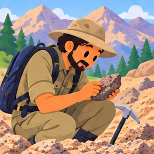 Illustration of a geologist at work