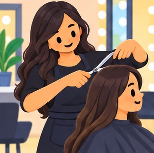 Illustration of a hair stylist at work