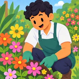 Illustration of a horticulturist at work