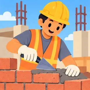 Illustration of a mason at work