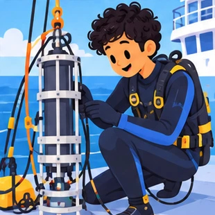Illustration of a oceanographer at work