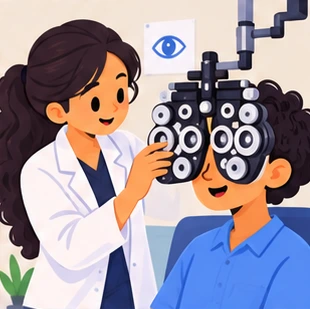 Illustration of a optometrist at work