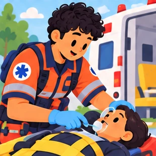 Illustration of a paramedic at work