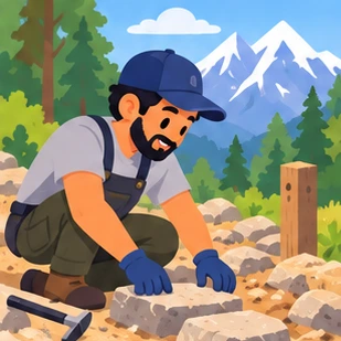Illustration of a trail builder at work