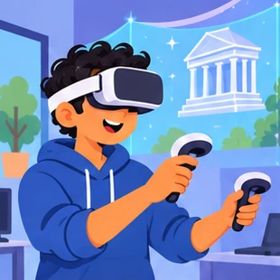 Illustration of a vr / ar designer at work